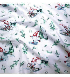 Vianočný bavlnenej látky vzor Vianoce na Bielom, metráž 160 cm