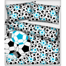485 Bavlnená látka vzor footbal 485, farba modrá, metráž 160 cm