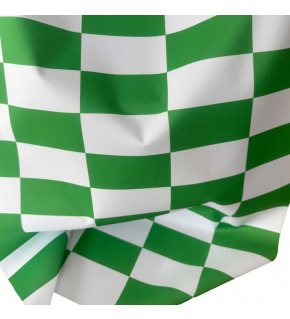 Látka do exteriéru na zahradné lehátka a húpacie siete, farba Bielo-Zelená Šachovnica 5x10 cm