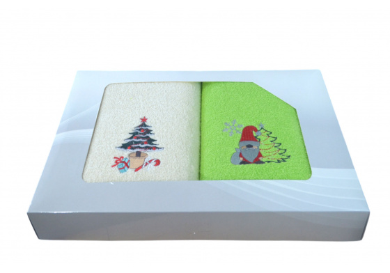 Sada froté uterákov Froté 2 ks, farba Zelená a Ecru