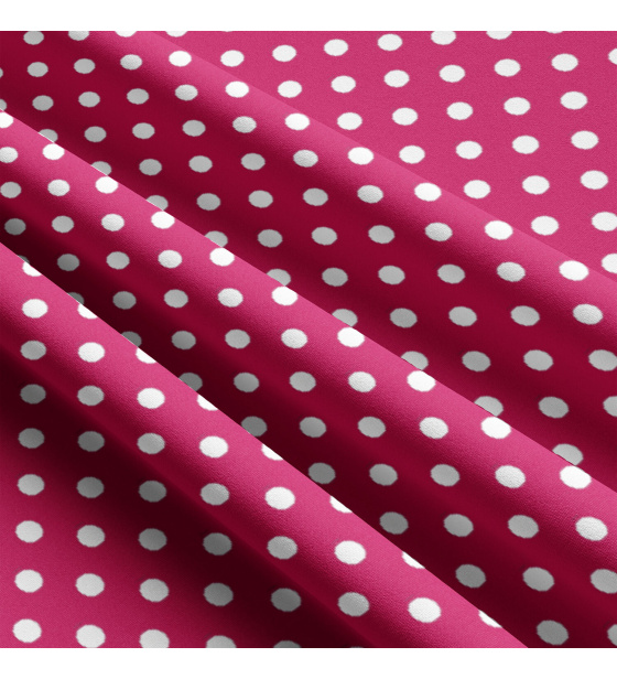 Bavlnená látka, vzor 10 mm biela bodka na amarantovom podklade, metráž 160 cm       