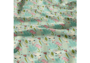 Bavlnená látka 124, vzor ovečky na mentolovom podklade, metráž 160 cm Bavlnená látka 124, vzor ovečky na mentolovom podklade, metráž 160 cm