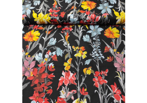 Bavlnená látka vzor Pole na čiernom podklade, metráž 160 cm Bavlnená látka vzor Pole na čiernom podklade, metráž 160 cm