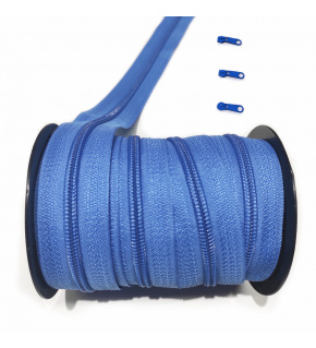 Zips špirálový, farba modrá 5 mm, metráž 