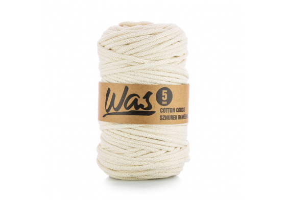 Bavlnená šnúra 5 mm,100 m, farba ecru 020