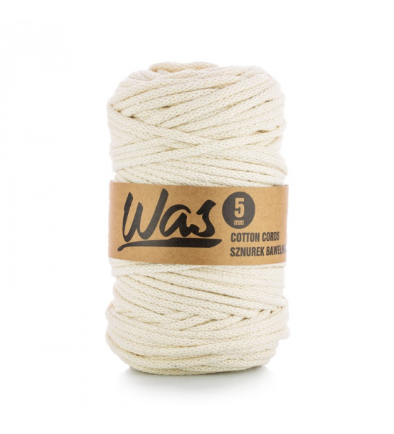 Bavlnená šnúra 5 mm,100 m, farba ecru 020
