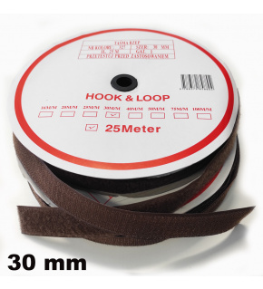 Páska na suchý zips (set) - Hnedá 30 mm x 25 m