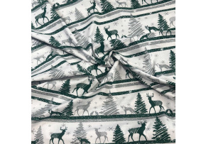 Vianočný vzor bavlnenej látky Skandinávský vzor, farba zelená, metráž 160 cm 