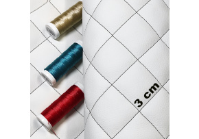 Ekokůže prošívaná KLASIK 3x3 cm barva Bílo-Černá  1,45 m x 0,6 m