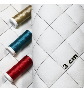 Ekokůže prošívaná KLASIK 3x3 cm barva Bílo-Černá  1,45 m x 0,6 m