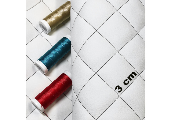 Ekokůže prošívaná KLASIK 3x3 cm barva Bílo-Černá  1,45 m x 0,8 m