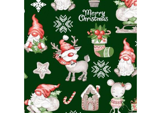 Vánoční bavlněná lákta vzor rudolf na zeleném 3