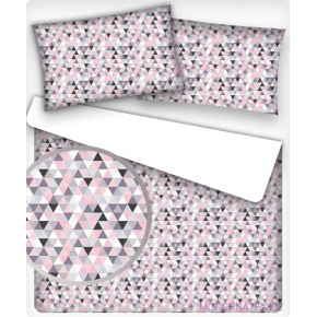 Bavlnená dekoračná látka vzor ružové trojuholníky 2 cm, metráž 160 cm