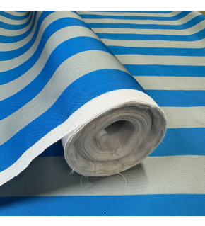 Látka do exteriéru na zahradné lehátka a húpacie siete, farba šedo-modrá, prúžok 5 cm