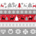 Vianočný vzor bavlnenej látky škandinávsky vzor červený, metráž 160 cm 