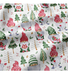 Vianočný bavlnenej látky vzor Vianoce na Bielom, metráž 160 cm