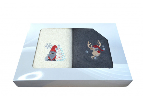 Sada froté uterákov Froté 2 ks, farba Grafitová a Ecru