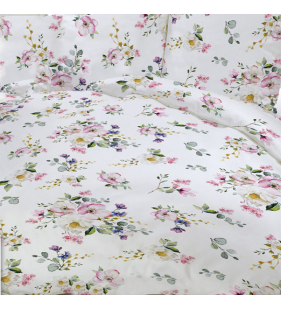 Dekorační dětská bavlněná látka vzor velký Květ Jabloně na bílém