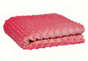 Látka Minky 380 mikroplyš vzor bodky, farba koralová Látka Minky 380 mikroplyš vzor bodky, farba koralová