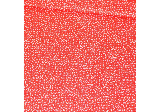 Dekorační dětská bavlněná látka vzor mini kytičky na červeném