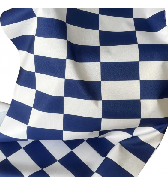 Venkovní látka na zahradní lehátka a houpací sítě, Bílo-Modrá Šachovnice, 5x10 cm
