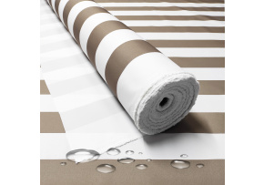 Nepremokavá látka, farba cappuccinová prúžky, metráž 160 cm Nepremokavá látka, farba cappuccinová prúžky, metráž 160 cm