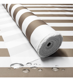 Nepremokavá látka, farba cappuccinová prúžky, metráž 160 cm 