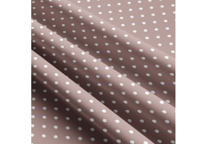Detská bavlnená látka vzor biela bodka 7 mm, cappuccino podklad, metráž 160 cm Detská bavlnená látka vzor biela bodka 7 mm, cappuccino podklad, metráž 160 cm