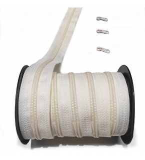 Zips špirálový, farba ecru 5 mm, metráž 
