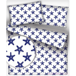 Bavlnená látka vzor modré hviezdice, biely podklad, metráž 160 cm       