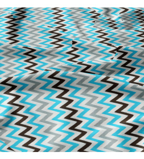 Bavlnená látka vzor cik-cak modrý, šedý a čierny, metráž 150 cm    