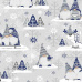 Vianočný vzor bavlnenej látky Vianoce 24, farba modrá, metráž 160 cm