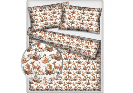 Bavlnená látka vzor Zvieratká na bielom podklade, metráž 160 cm