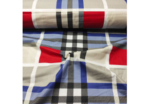 Bavlnená látka, vzor veľká kocka, farba červená, metráž 150 cm Bavlnená látka, vzor veľká kocka, farba červená, metráž 150 cm