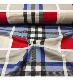 Bavlnená látka, vzor veľká kocka, farba červená, metráž 150 cm      