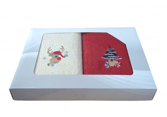 Sada ručníků Froté 2 ks, barva  Zelená a Ecru