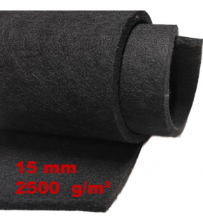 Technický filc 15 mm, farba čierna, metráž 100 cm