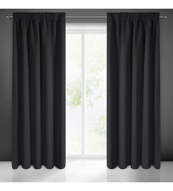 Zatemňovací závěs s řasící páskou ČERNÁ 135X270 cm