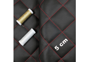 Ekokoža prešívaná, farba čierno-červená, metráž 145 cm   