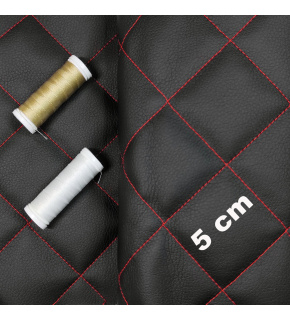 Ekokoža prešívaná, farba čierno-červená, metráž 145 cm   