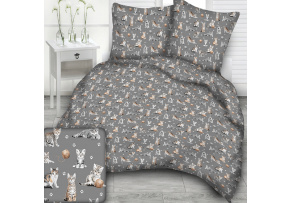 Bavlnená látka vzor čierne mini mačky na šedom podklade, metráž 160 cm 