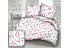  Bavlnená látka detský vzor plameniak baby na bielom podklade, metráž 160 cm   