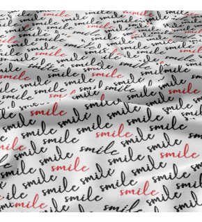 Bavlnená látka vzor smile, biely podklad, metráž 160 cm 