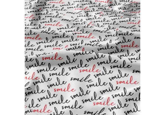 Bavlnená látka vzor smile, biely podklad, metráž 160 cm 