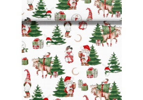 Vianočný vzor bavlnenej látky Snehuliaka na bielom, metráž 160 cm Vianočný vzor bavlnenej látky Snehuliaka na bielom, metráž 160 cm