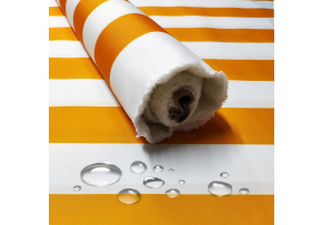 Nepremokavá látka, farba žlté prúžky, metráž 160 cm Nepremokavá látka, farba žlté prúžky, metráž 160 cm