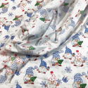 Tissus en coton de Noël au mètre, motif Gonme Bleu sur blanche, 160 cm