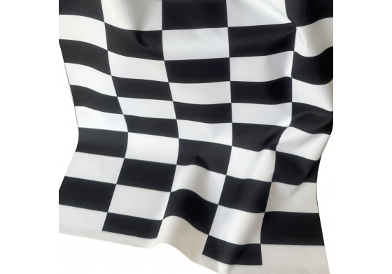 Venkovní látka na zahradní lehátka a houpací sítě, Bílo-Černá Šachovnice, 5x10 cm