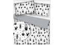 Dekorační dětská bavlněná látka vzor Kaktusy černé na bílém
