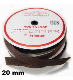 Páska na suchý zips (set) - Hnedá 20 mm x 25 m